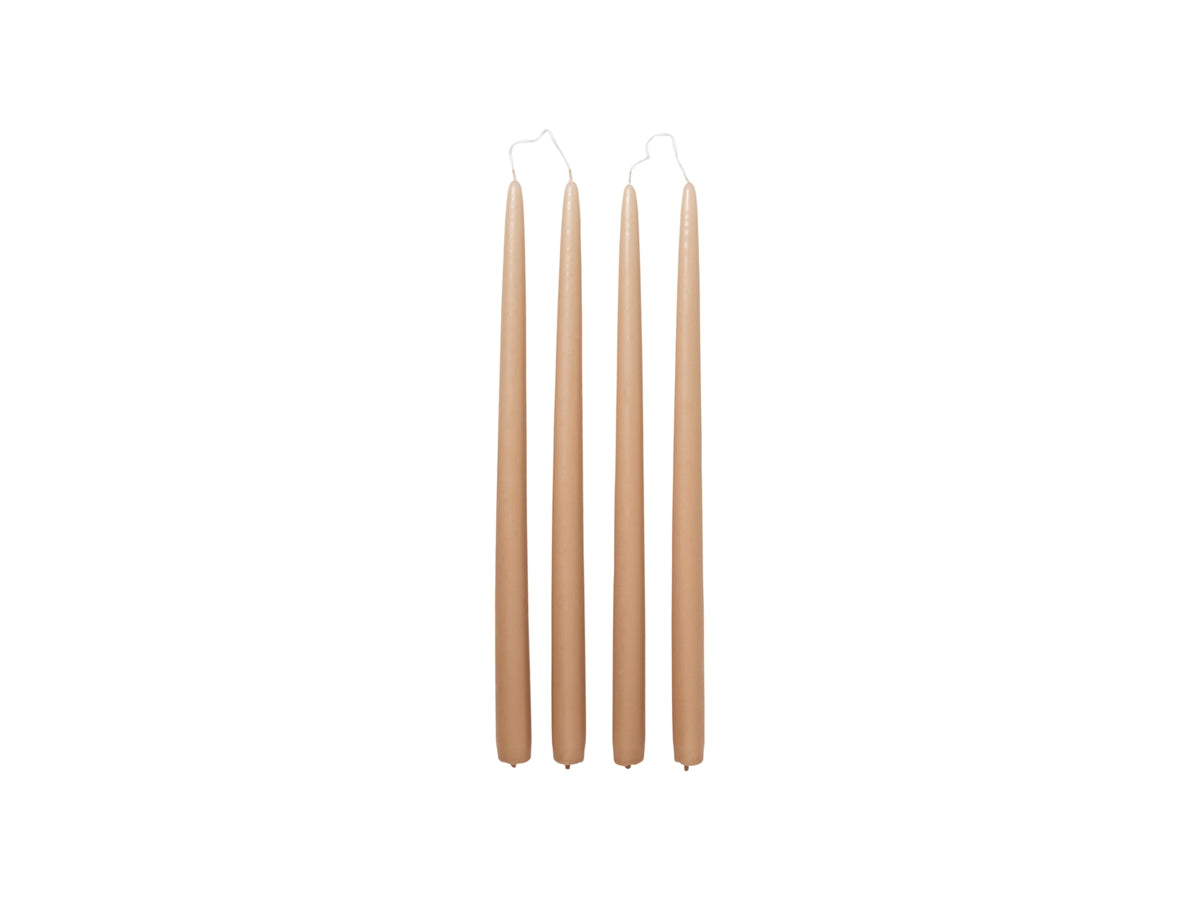 4 PACK Smooth Taper Candle Walnut